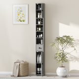 Bathroom cabinet, 4 shelves, drawer, chipboard, slim design, grey (7)