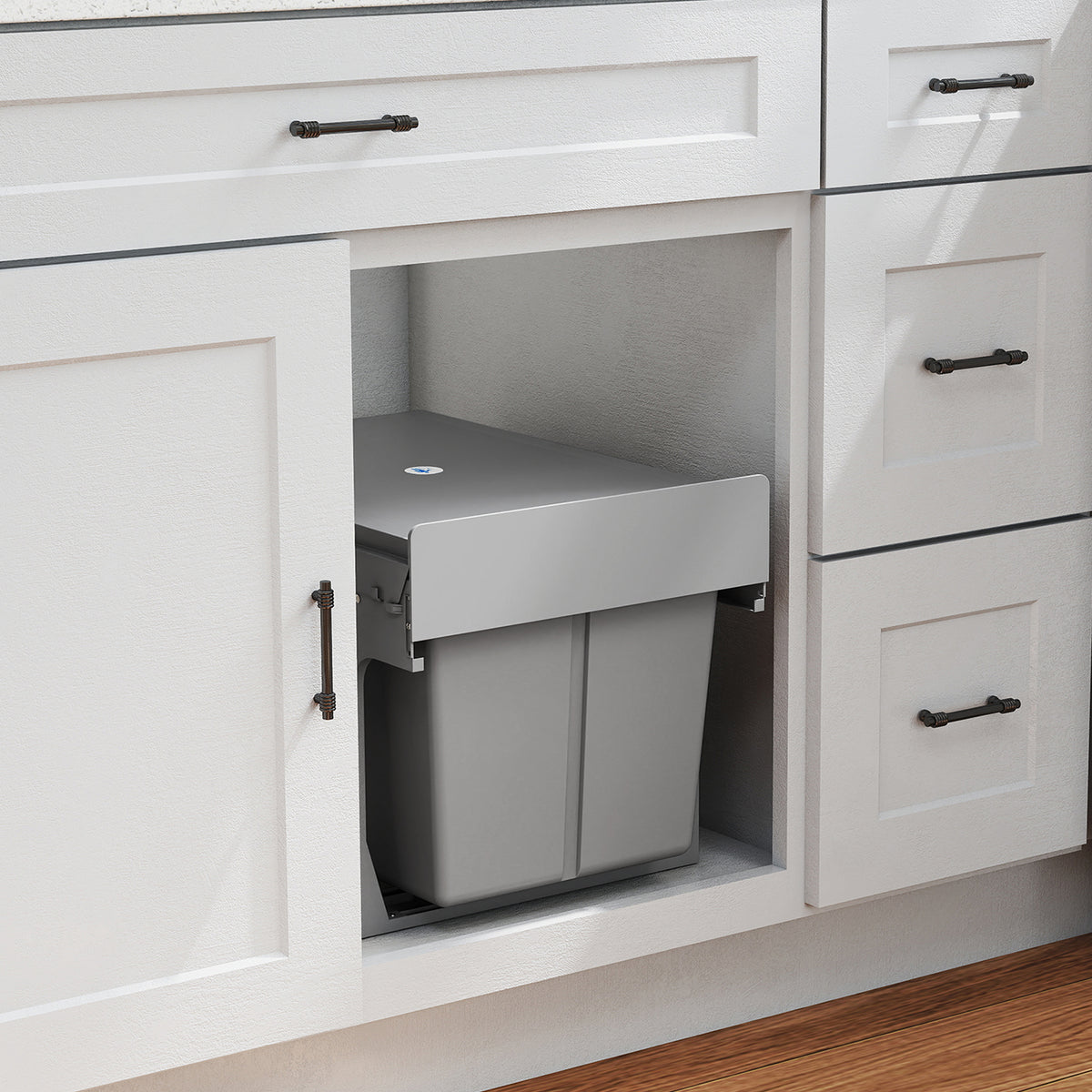 HOMCOM 31L Ausziehbarer Abfallbehälter 15L + 8L x 2 mit herausnehmbaren Eimern – Produktabbildung 2