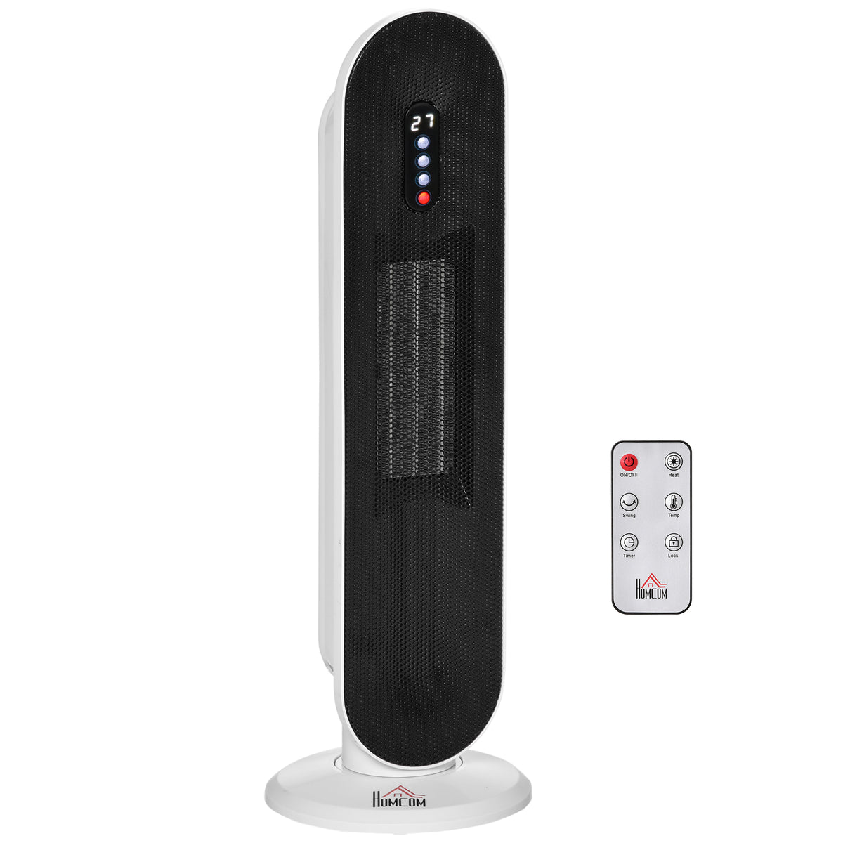 HOMCOM Heizlüfter 24h Stunden-Timer 2000W 2 Modi Oszillation Metall Weiß + Schwarz