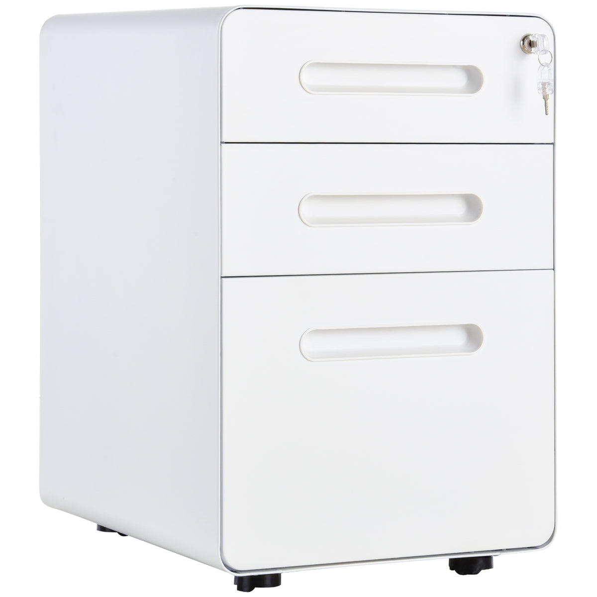 Mobile pedestal with 3 drawers, lockable mobile filing cabinet with casters, office cabinet with hanging file