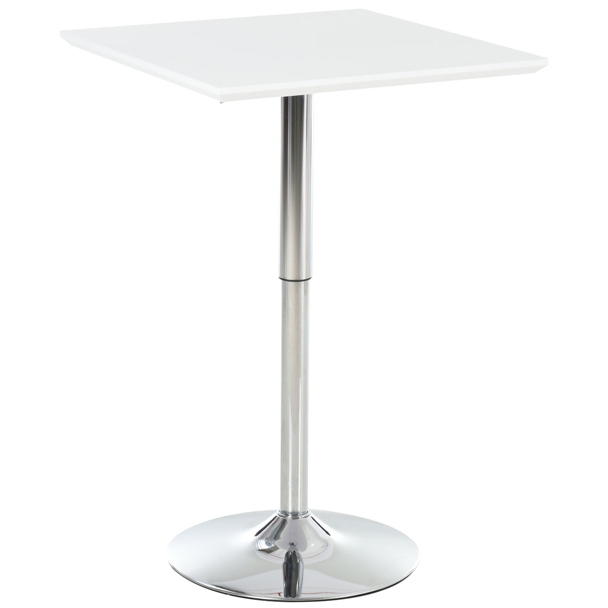 Bar Table Bistro Table Pub Height-Adjustable Square Standing Table Table Steel White 60 x 60 x 69-92 cm