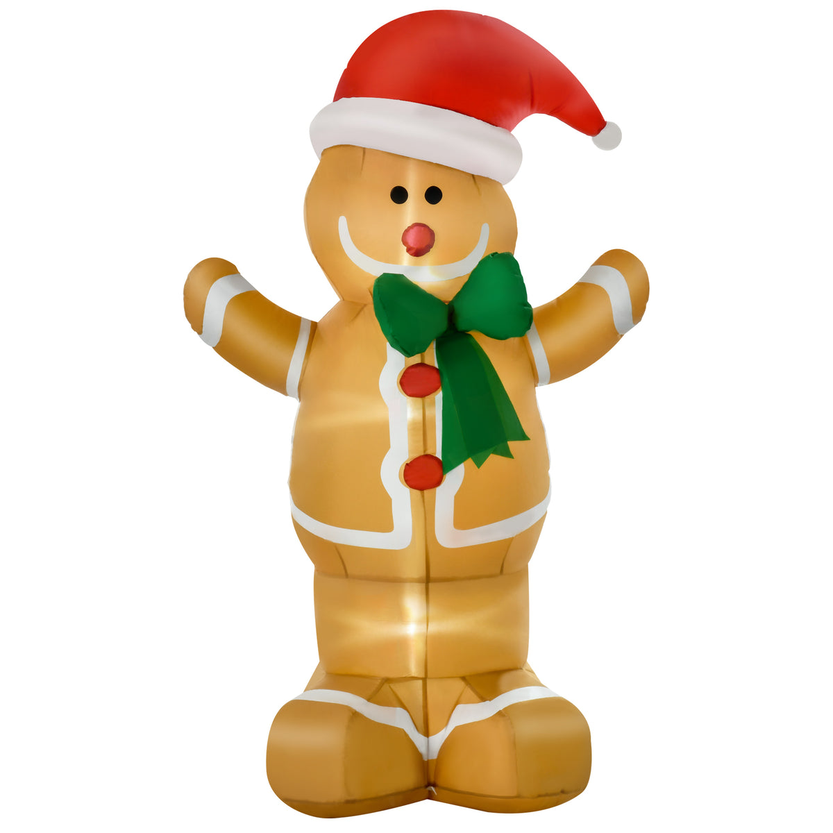 Inflatable Christmas Decoration 6 ft Gingerbread Man with Bow, 3 LEDs, Internal Fan Garden Decoration