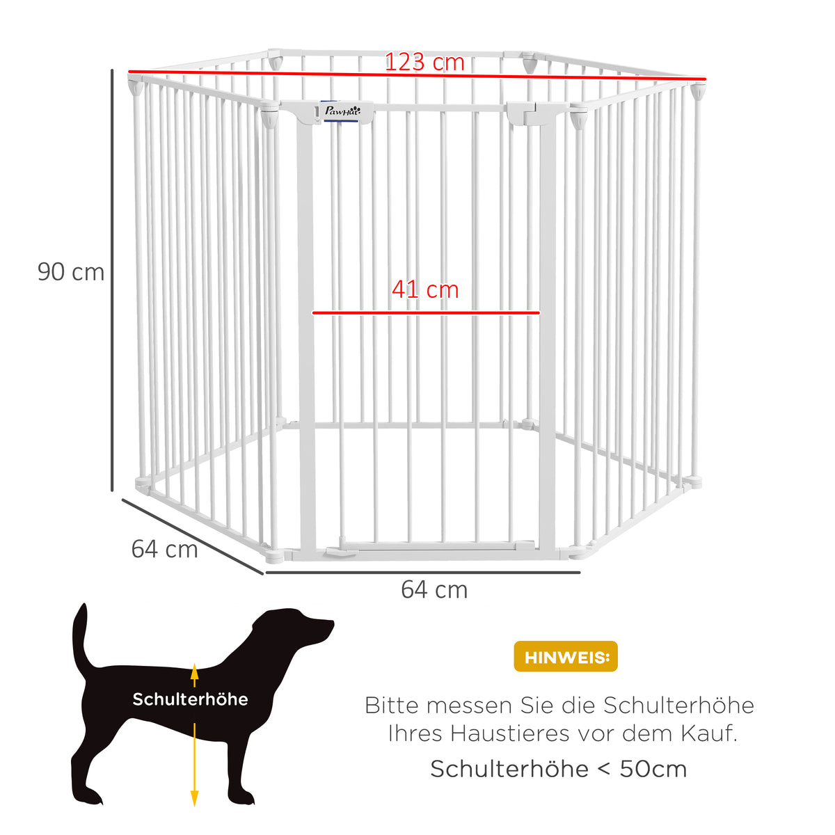 PawHut Welpenauslauf, modulares Design, klappbar, Stahlrahmen, für Innen, weiß, 90 x 123 x 102cm – Produktabbildung 3