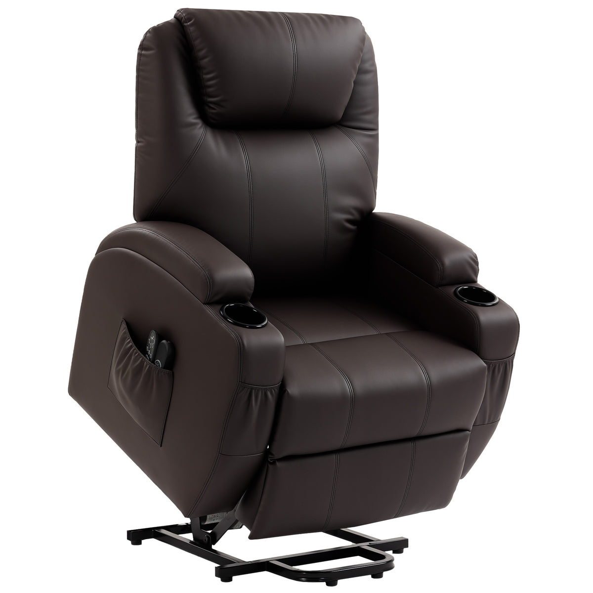 HOMCOM Aufstehsessel, Relaxsessel mit Aufstehhilfe, inkl. Fernbedienung, Becherhalter, verstellbare