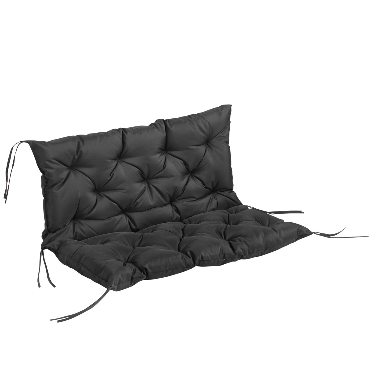 3-seater bench cushion 100x98x8 cm bench pad with ties, bench upholstery for garden furniture porch swing, black