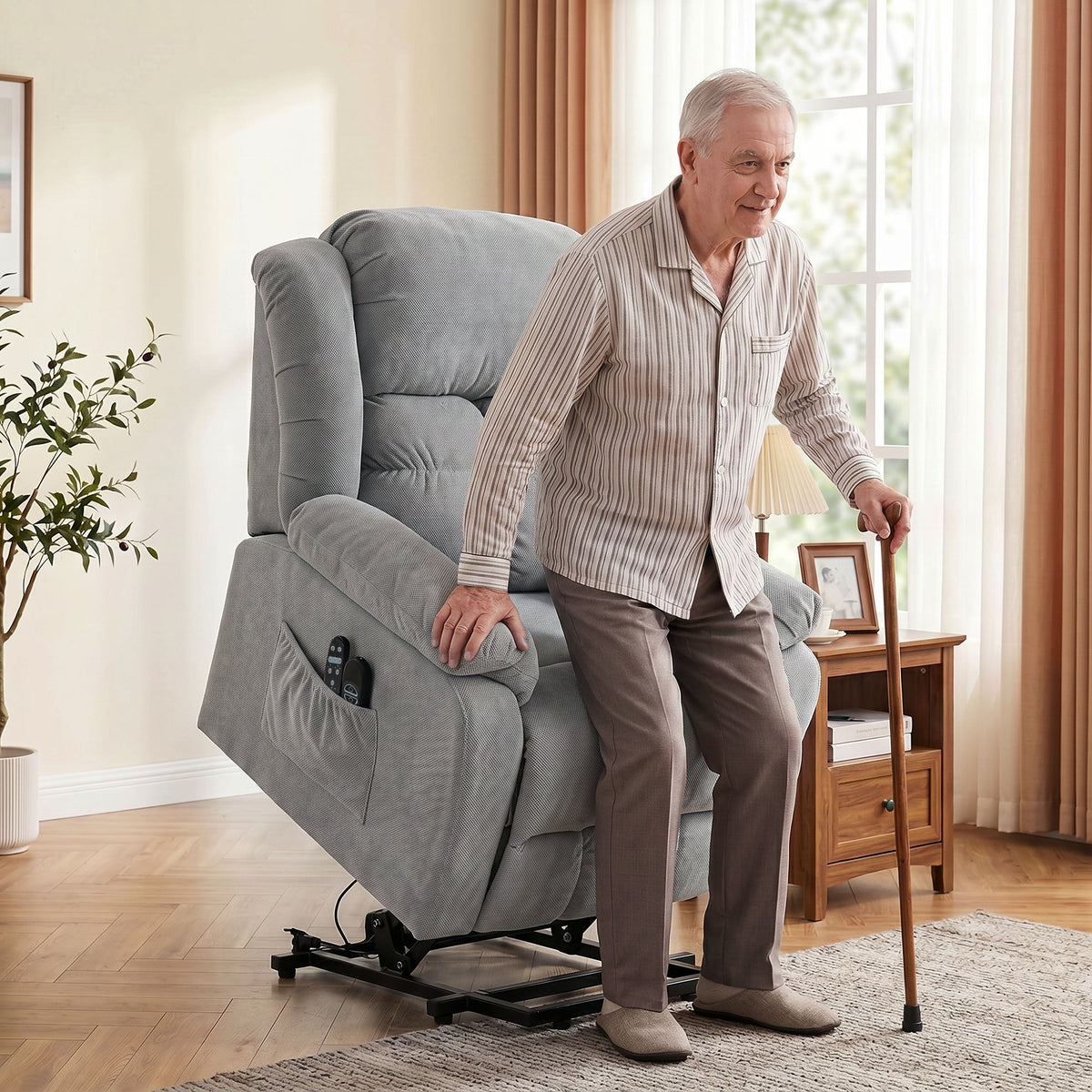 HOMCOM Aufstehsessel mit Massagefunktion und Lendenheizung, Recliner-Sessel mit Fernbedienungen und – Produktabbildung 2