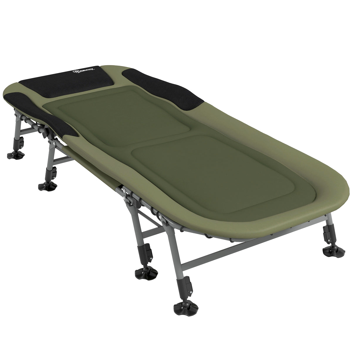 Camping cot, camping bed, folding bed, 200 x 85 x 40-55 cm, green