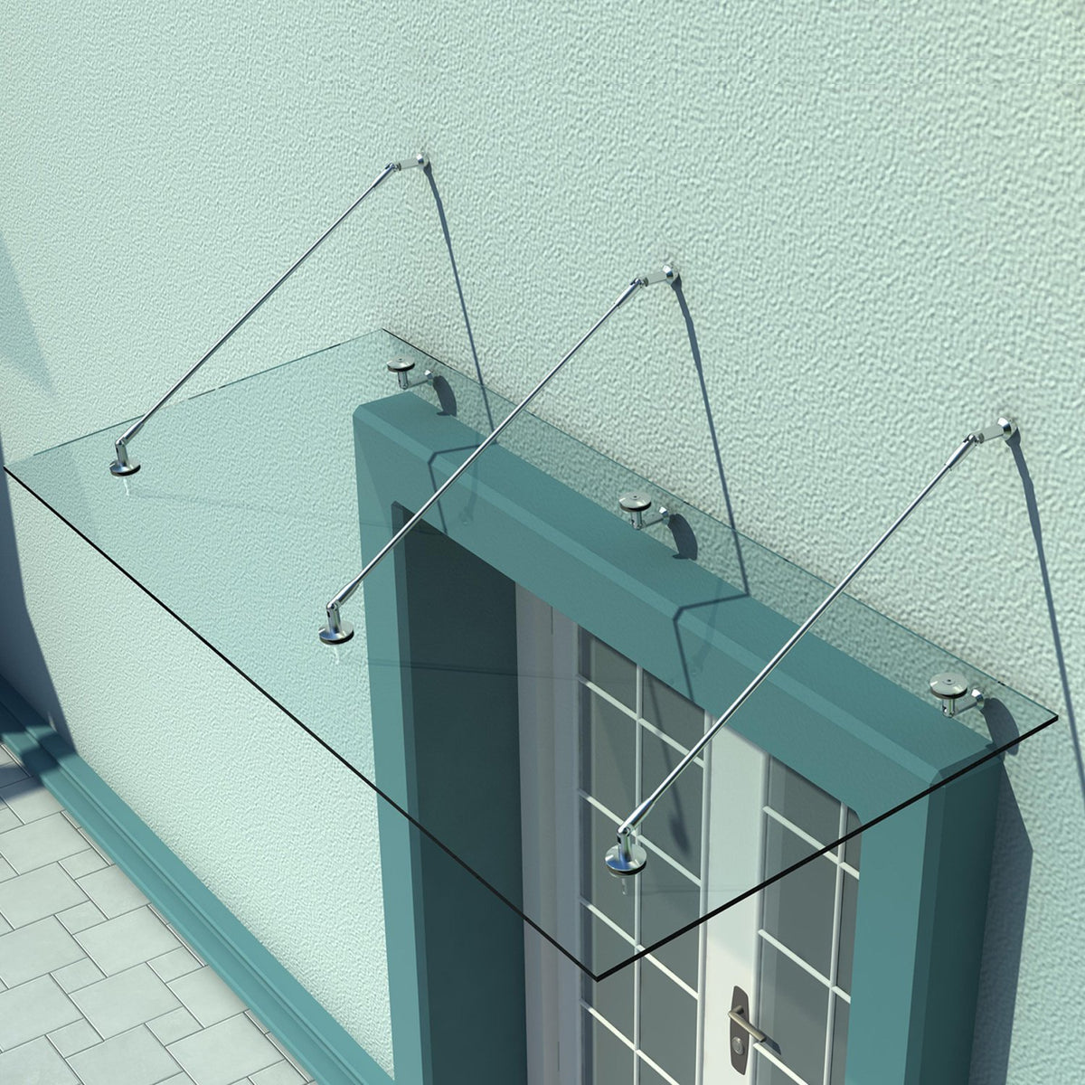 HOMCOM Vordach Glasvordach Türvordach gehärtetes Glas(VSG) Edelstahl Klarglas 200x90cm – Produktabbildung 2