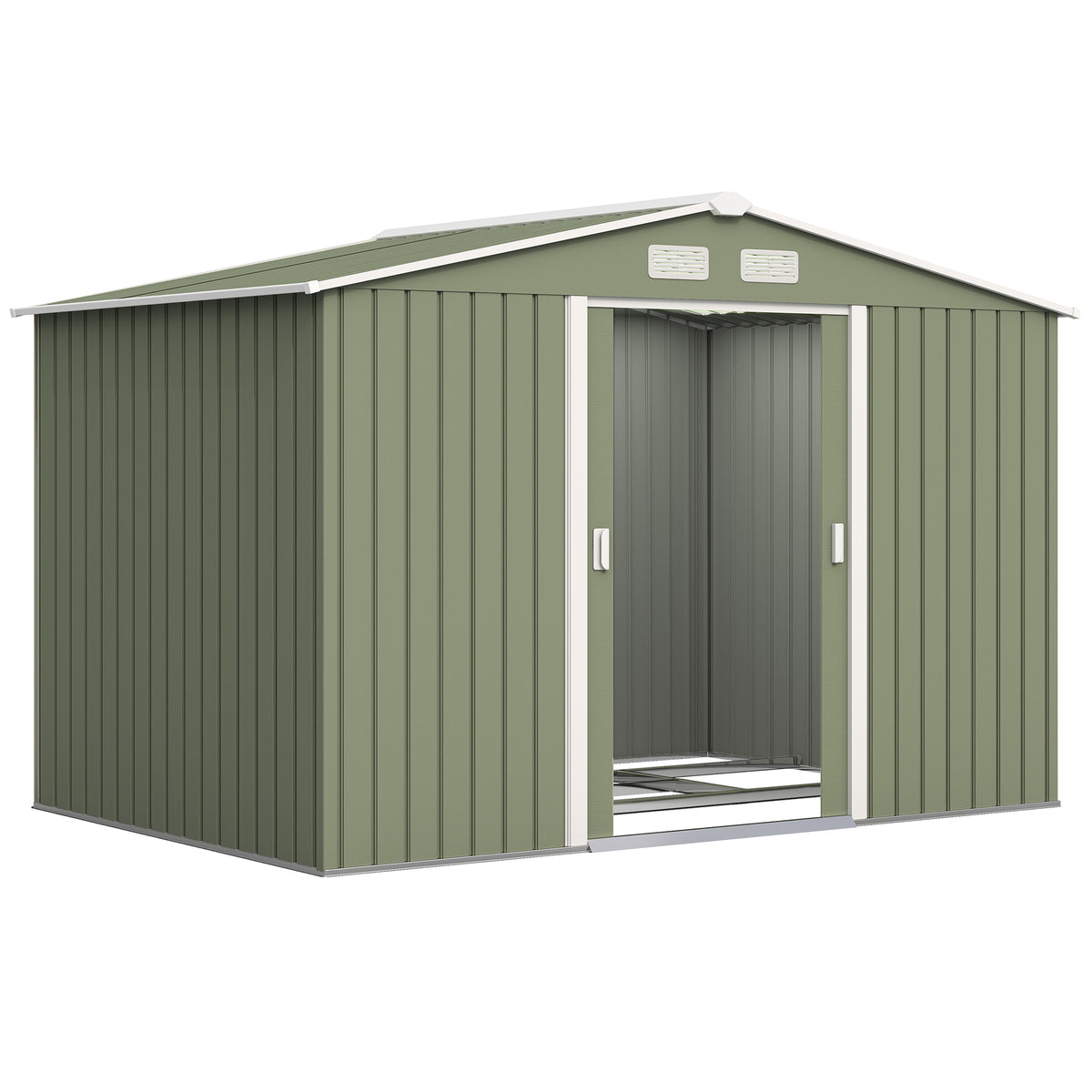 Garden shed with sliding doors 2.77 x 1.95 x 1.92 m metal light green