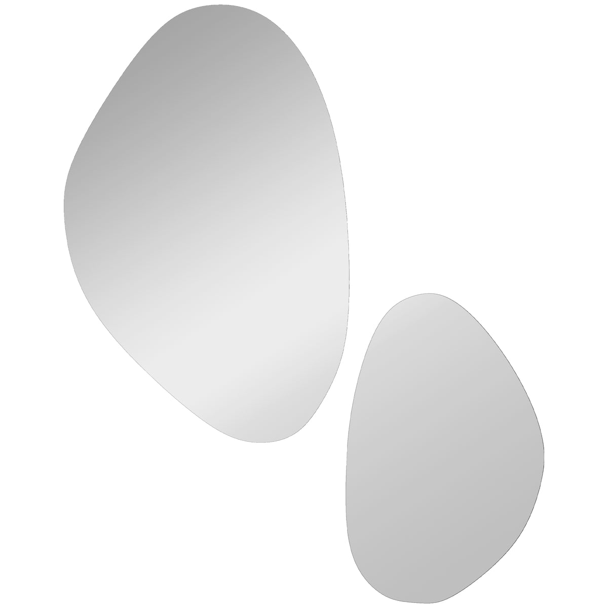 Wall Mirror Set of 2, 70 x 46 cm, 49.5 x 31 cm Window Mirror with Metal Frame, Pebble-Shaped Hanging Mirror