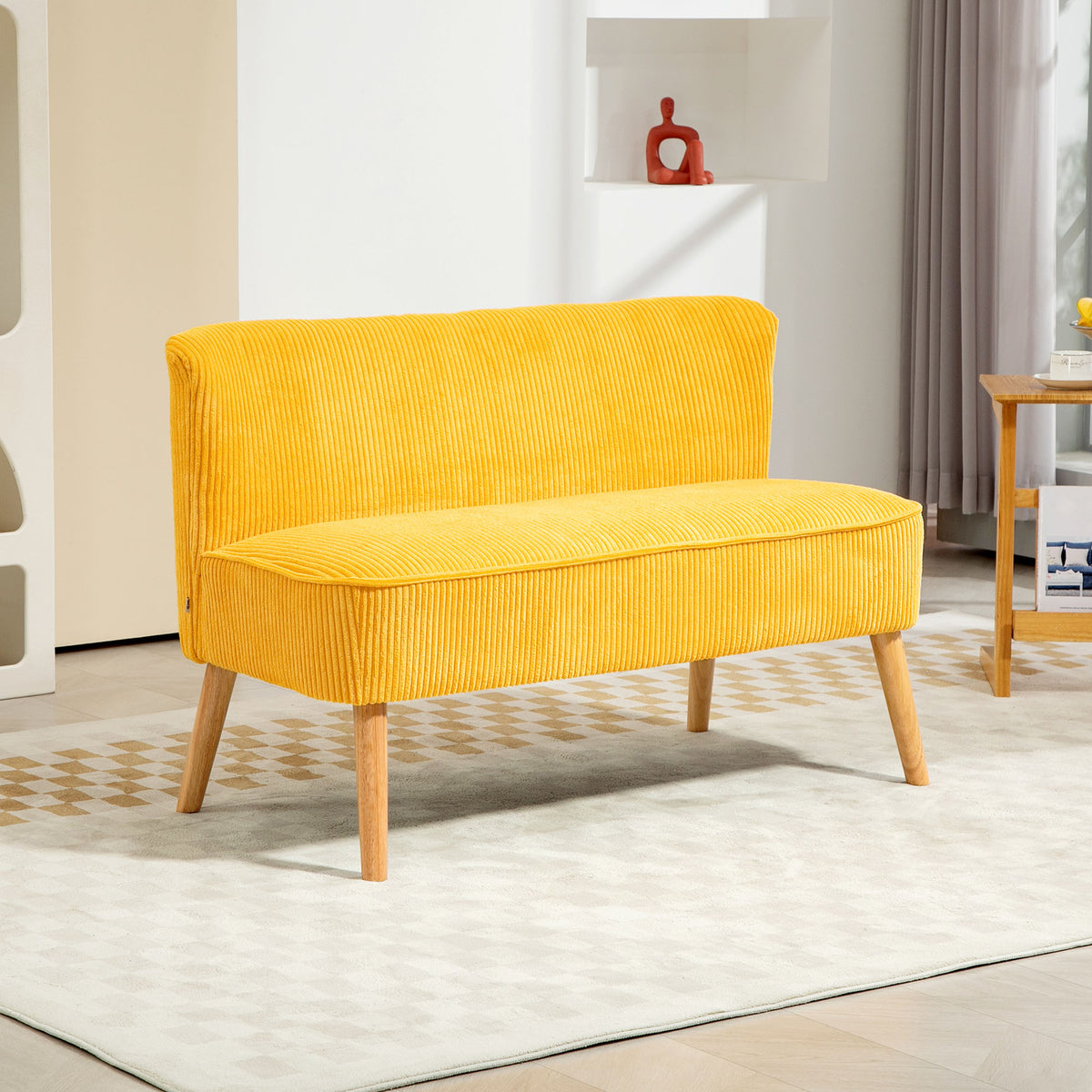 HOMCOM Zweisitzer-Sofa, elegantes Skandi Design, massiver Holzrahmen, bis 150 kg, 117 x 56,5 x 77 cm – Produktabbildung 2