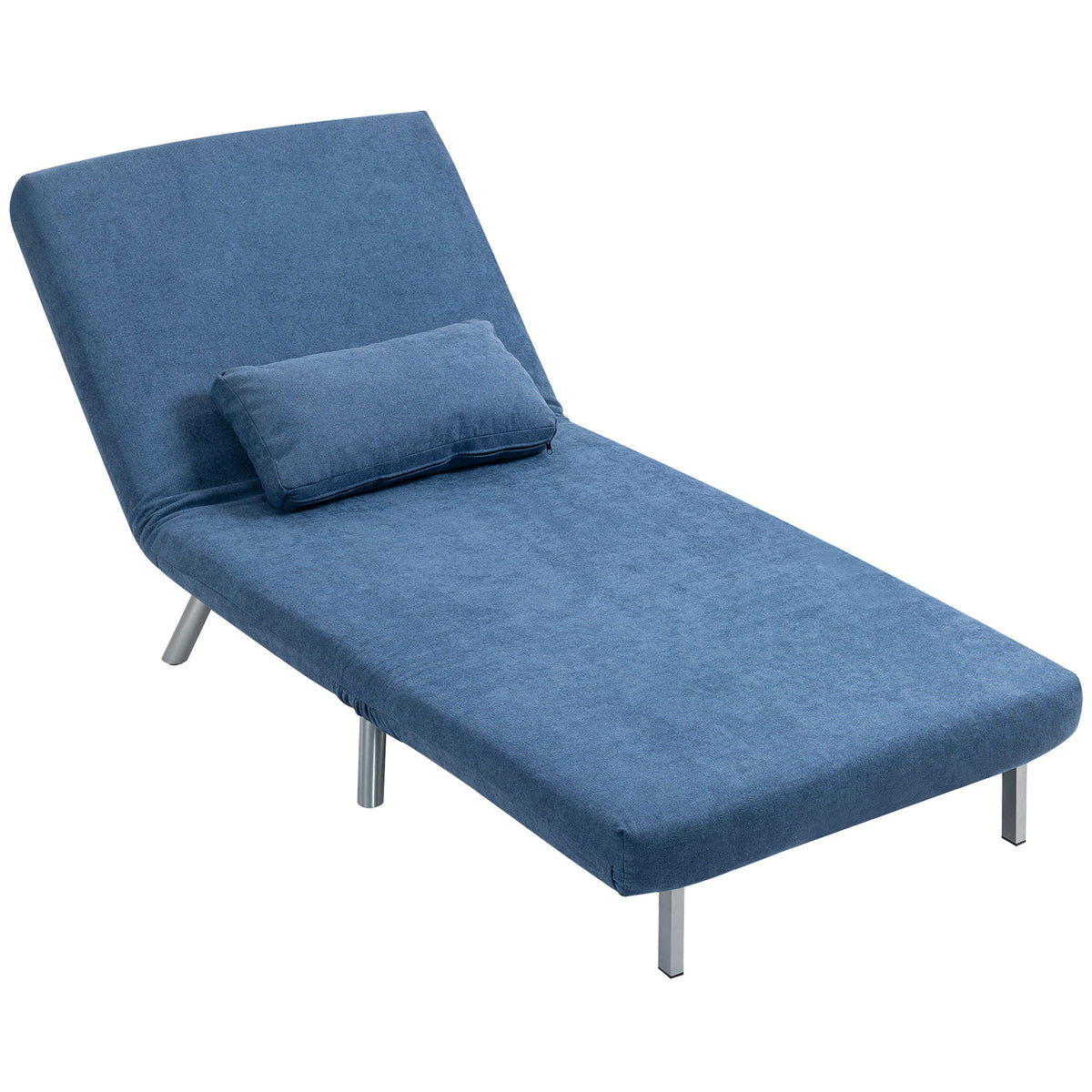 HOMCOM Polstersessel mit Bettfunktion, 3-in-1 Design, Schlafsessel, Gästebett, Stoffbezug, mit Kissen, Blau