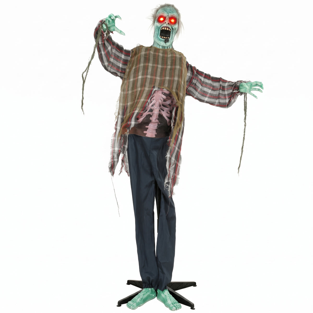 HOMCOM Animierter Halloween-Zombie in Lebensgröße,170 cm, mit Sound- und Berührungsaktivierung, gruselige