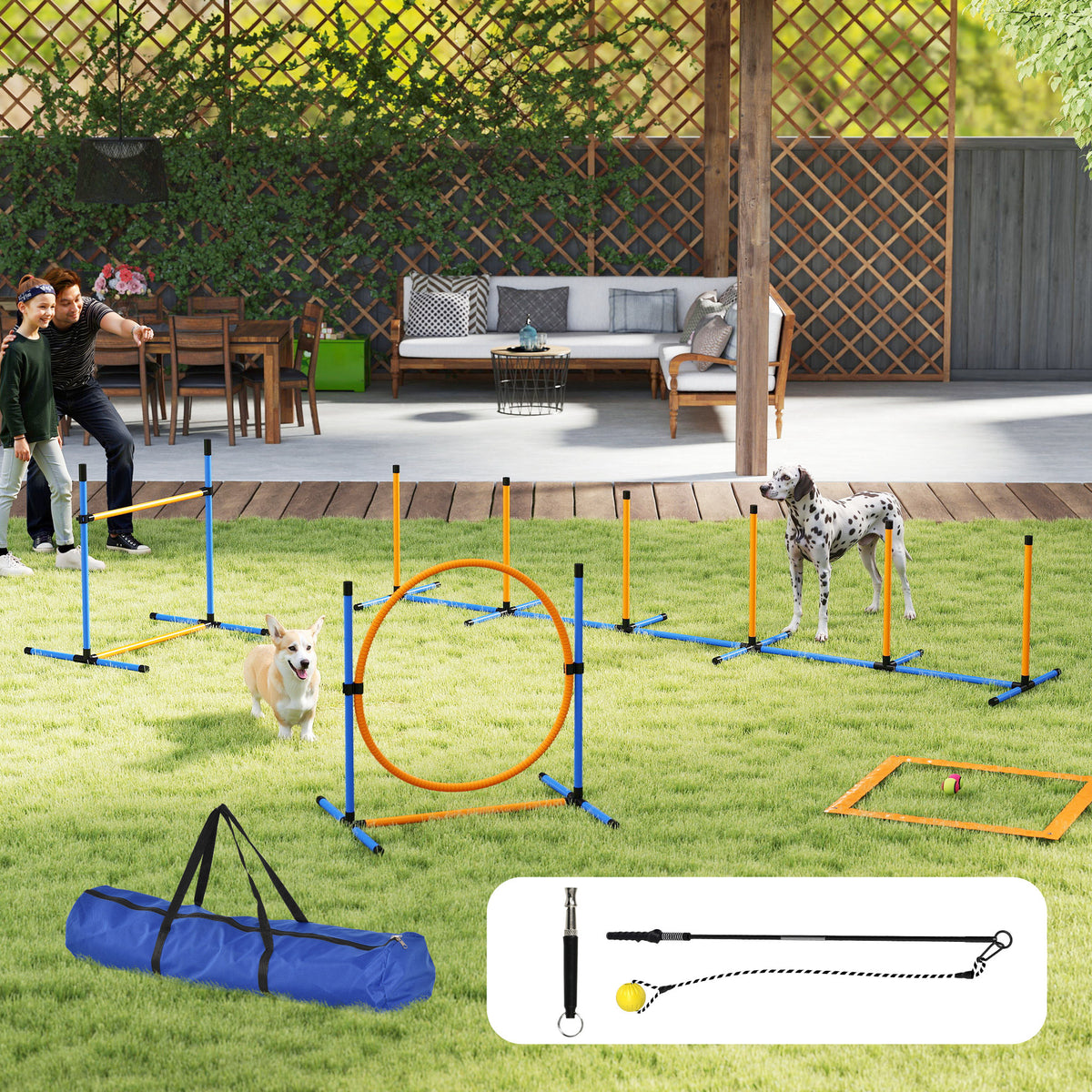 PawHut Agility Set Hunde 7-teilig Agility-Ausrüstung für Hundetraining Steckhürdenset für Spiele – Produktabbildung 2