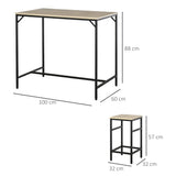 Bar table set, high table with 4 bar stools, 5-piece table set, steel/oak (3)