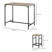 Bar table set, high table with 4 bar stools, 5-piece table set, steel/oak (3)