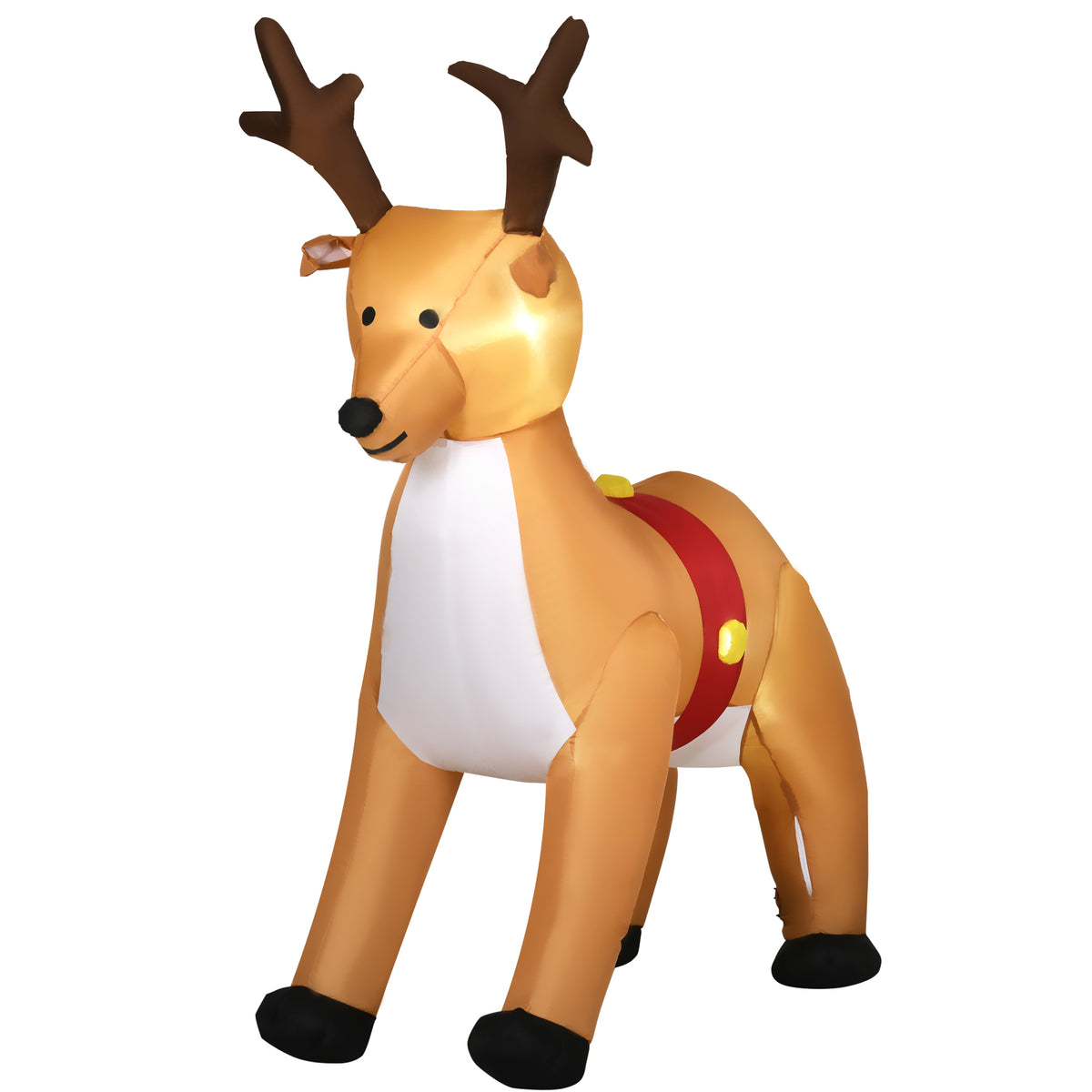 Inflatable reindeer, 1.8 m, LED lights, accessories, self-inflating, yellow