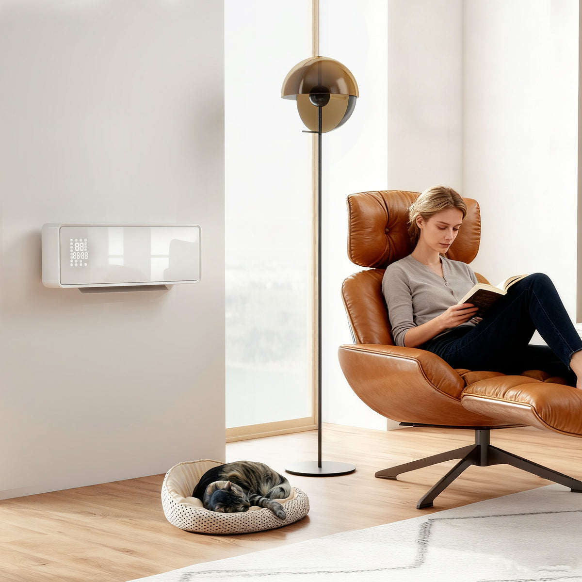 HOMCOM Wandmontierter 2000W Keramik Elektroheizer, Ventilator, Thermostat, Timer, Fernbedienung – Produktabbildung 2