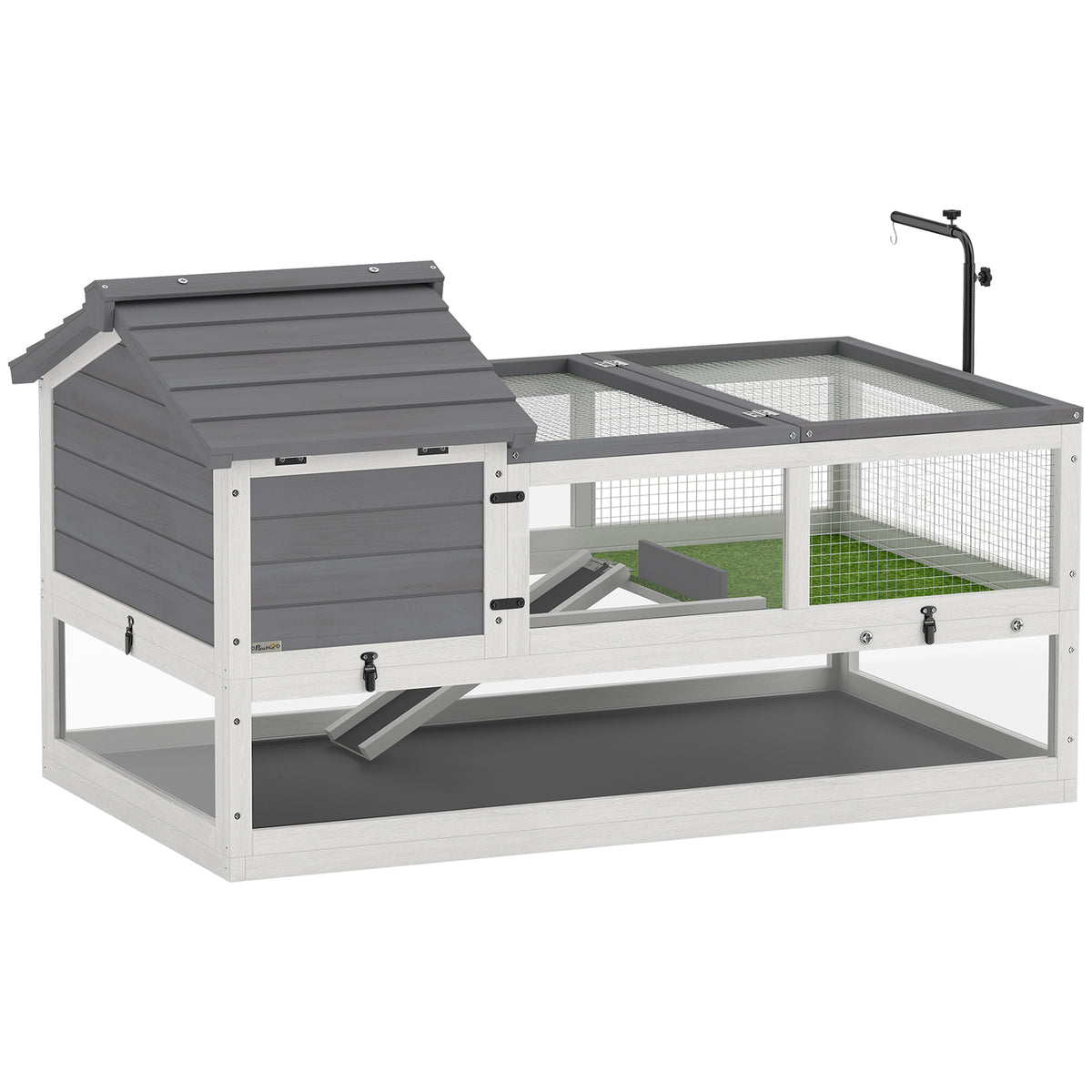 Wooden tortoise house tortoise enclosure with two main houses hinged top lamp holder grey