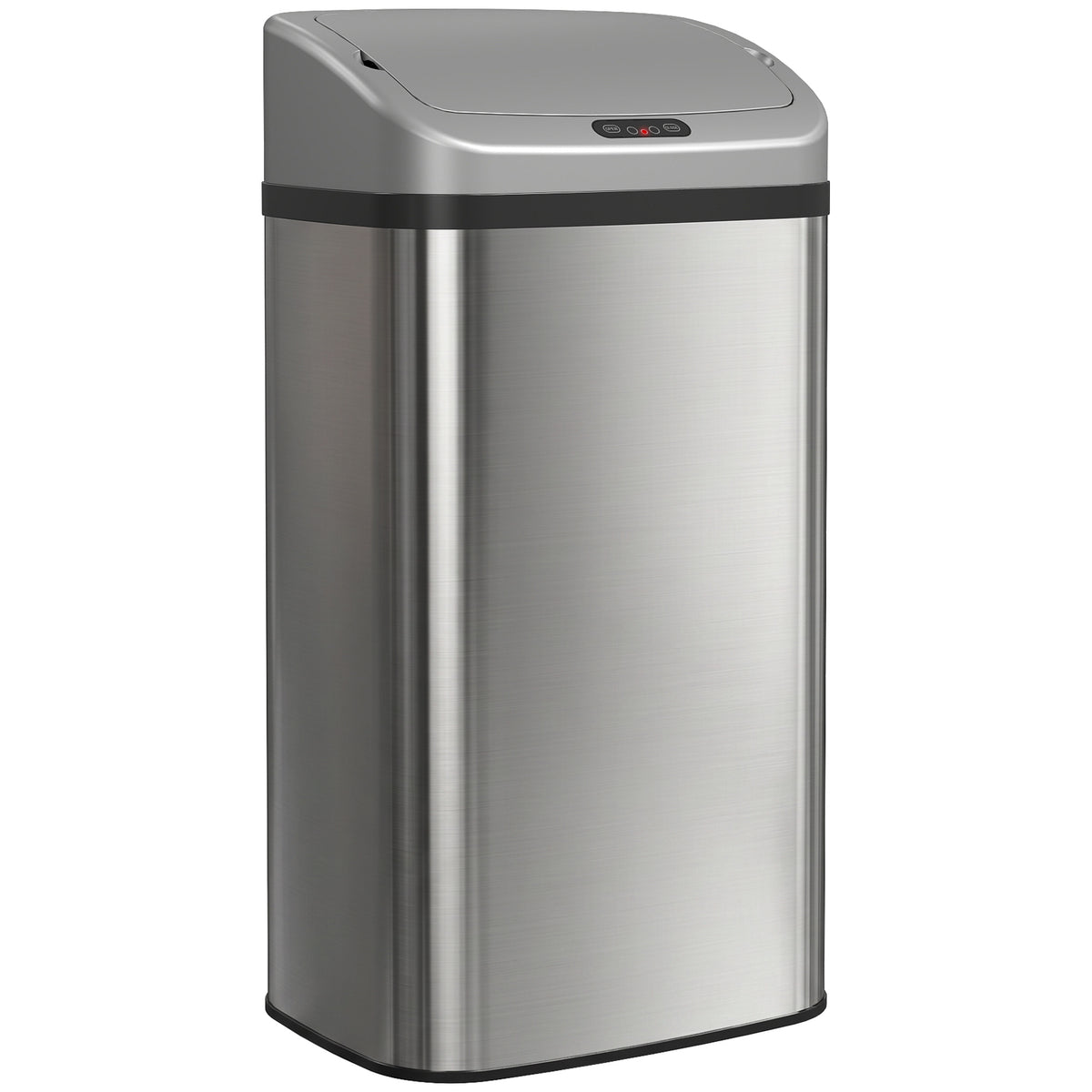 HOMCOM 48 L Sensor-Mülleimer für Küche oder Büro, automatische Schließ-Funktion, Edelstahl, Silberton