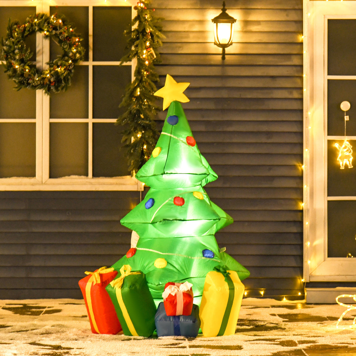HOMCOM Aufblasbare Weihnachtsdekoration mit LED-Licht, Geschenken, 150 cm Wasserdicht für – Produktabbildung 2