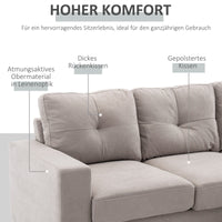 3-seater corner sofa, linen look, reversible chaise longue, 193x136x85 cm, light grey (4)