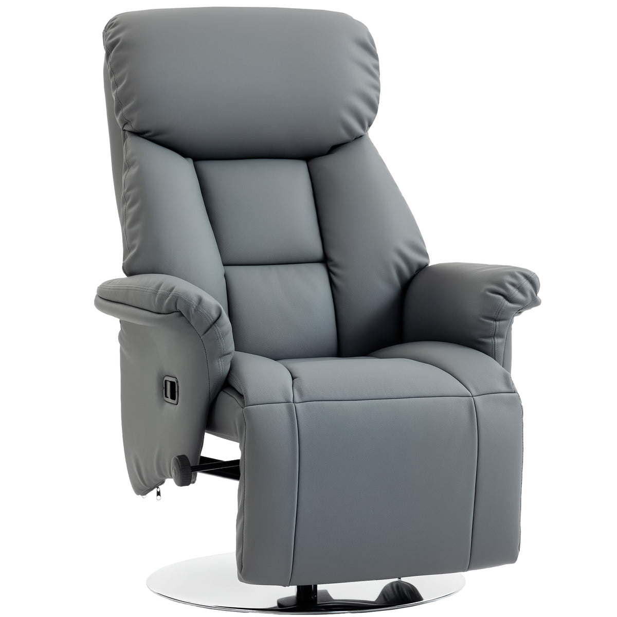 HOMCOM Relaxsessel, Liegefunktion, Lederoptik, Fußstütze, bis 120 kg, 78 x 80 x 109 cm, Grau
