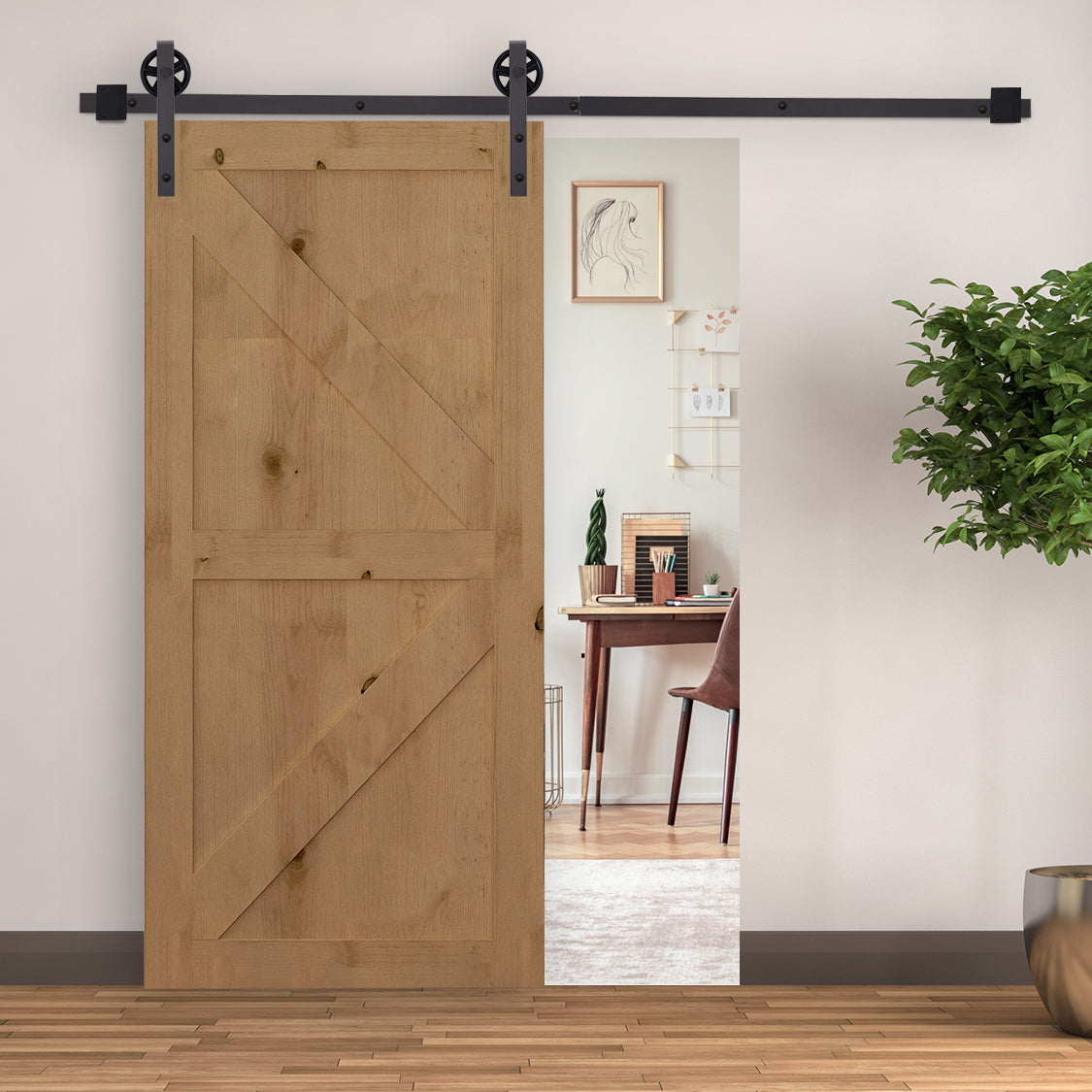 HOMCOM Gleitschienen-Bausatz für Schiebetür, inkl. Schienen, Rollen, Bodenstopper, 183 cm, bis 100 kg – Produktabbildung 2