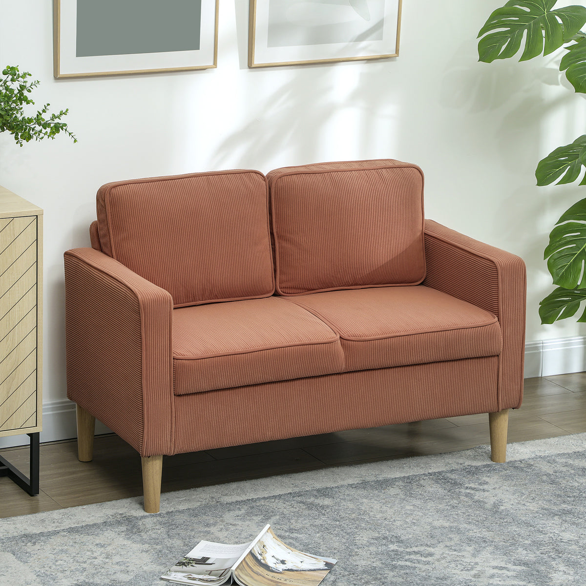 HOMCOM Zweisitzer-Sofa mit Stauraum und soliden Holzbeinen, für Wohnzimmer, Schlafzimmer, 117 x 63 x 79 – Produktabbildung 2