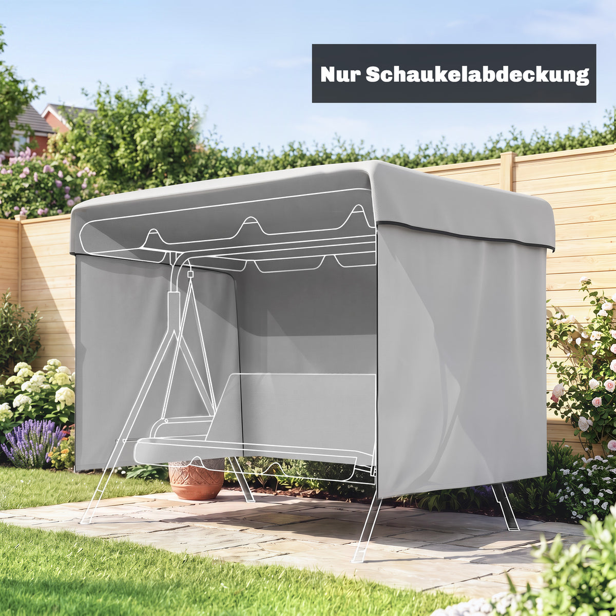 Outsunny Gartenmöbelabdeckung Abdeckung Schutzhülle für Outdoor-Möbel, 215 cm x 155 cm x 150 cm, Grau – Produktabbildung 2
