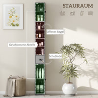 Bathroom cabinet, 4 shelves, drawer, chipboard, slim design, grey (4)