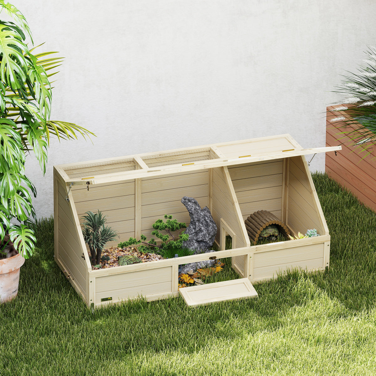Turtle box, outdoor tortoise enclosure, bottomless design, easy to open, tortoise house, nature (2)
