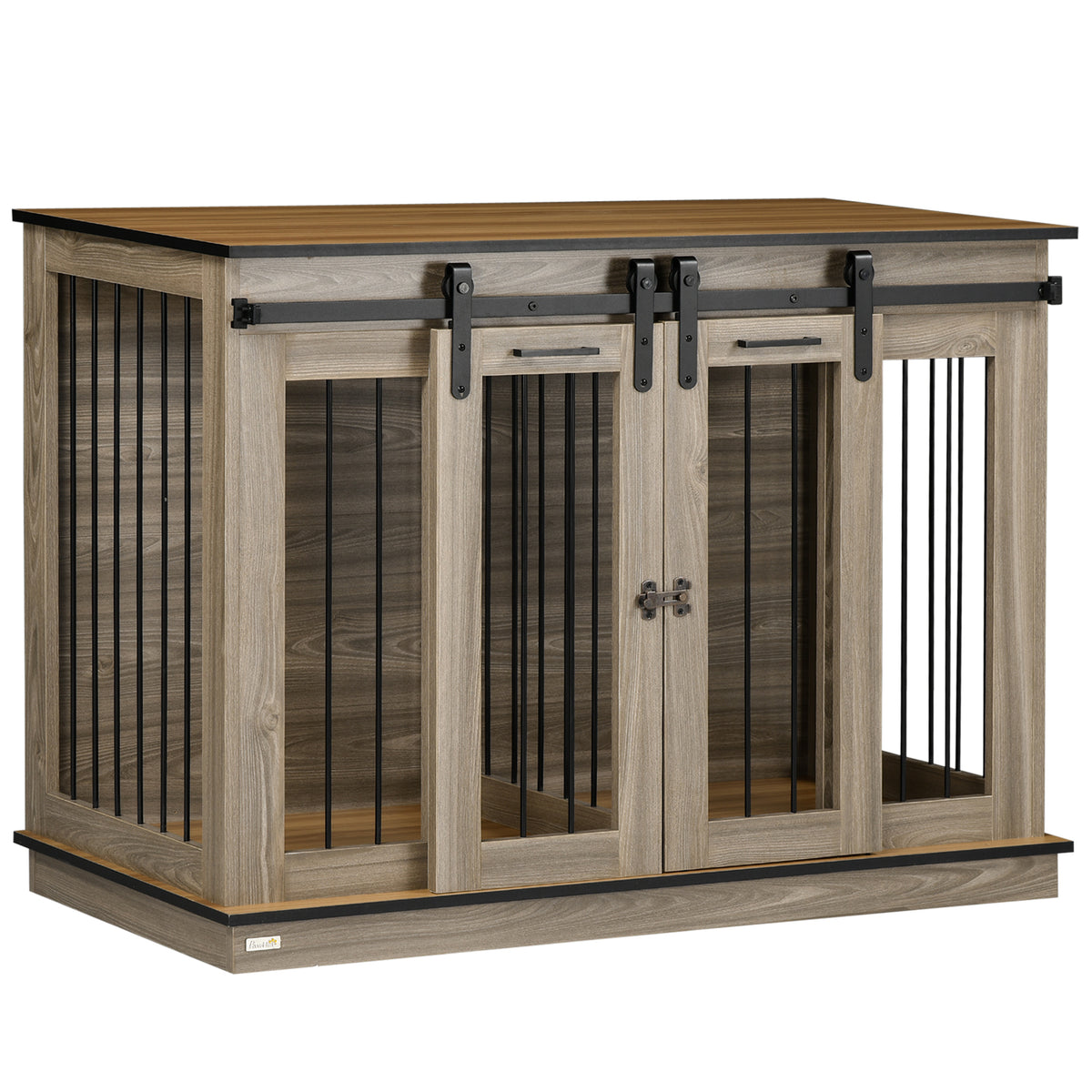 PawHut Hundebox mit 2 Türen, Transportbox für Hunde, rustikales Design, verriegelbar, Braun
