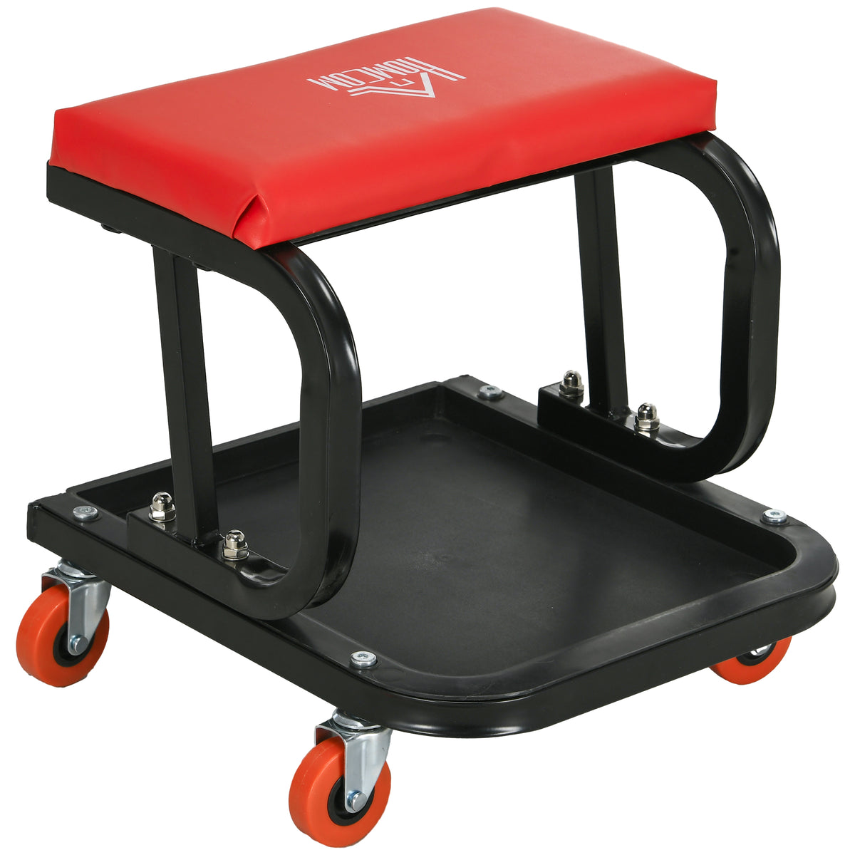 Workshop stool, robust & comfortable, 38x35x37cm, red/black
