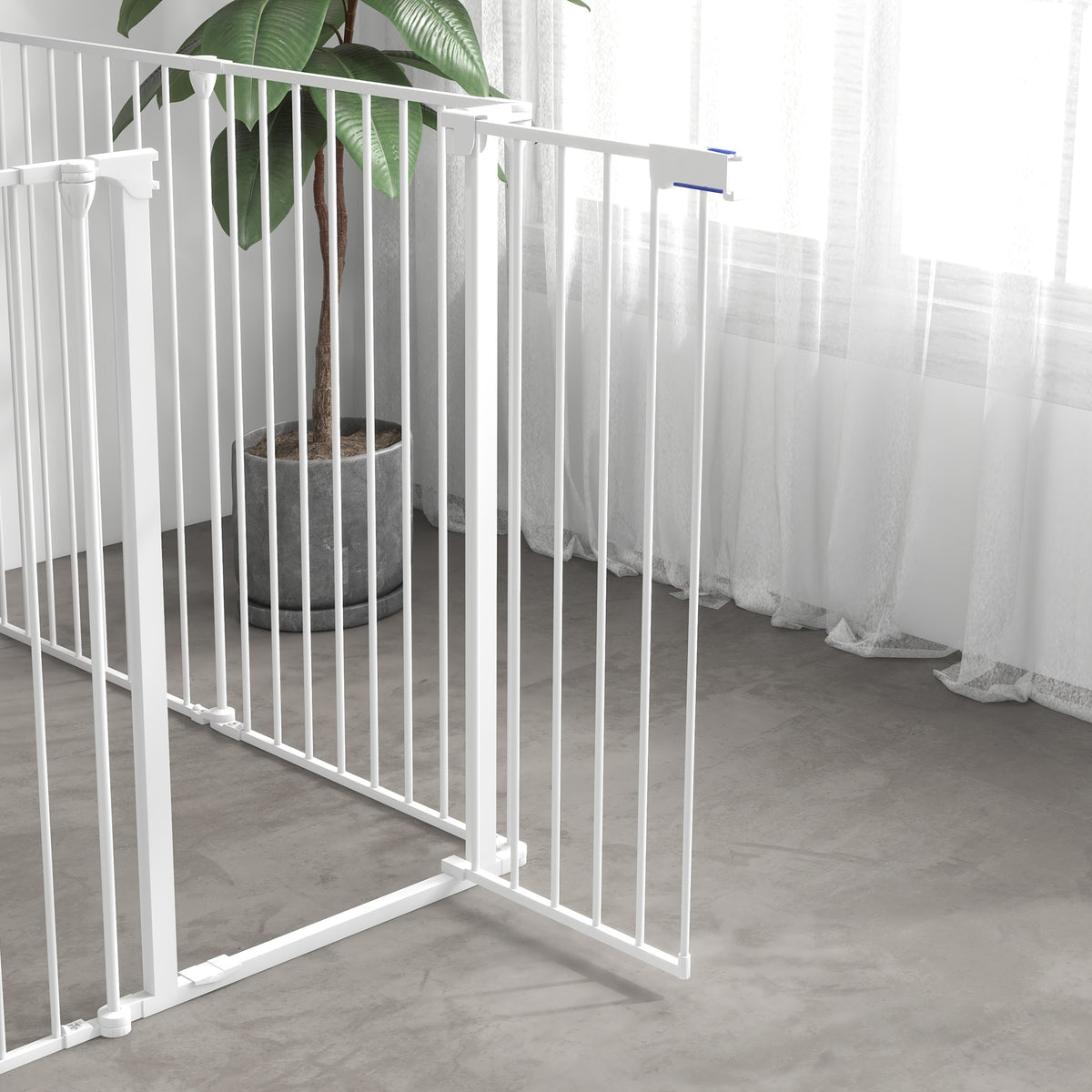 PawHut Welpenauslauf, modulares Design, klappbar, Stahlrahmen, für Innen, weiß, 90 x 123 x 102cm – Produktabbildung 9