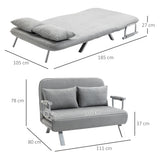 HOMCOM Schlafsofa, Doppelsofa, Gästebett, inklusive 2 Kissen, Grau – Produktabbildung 3