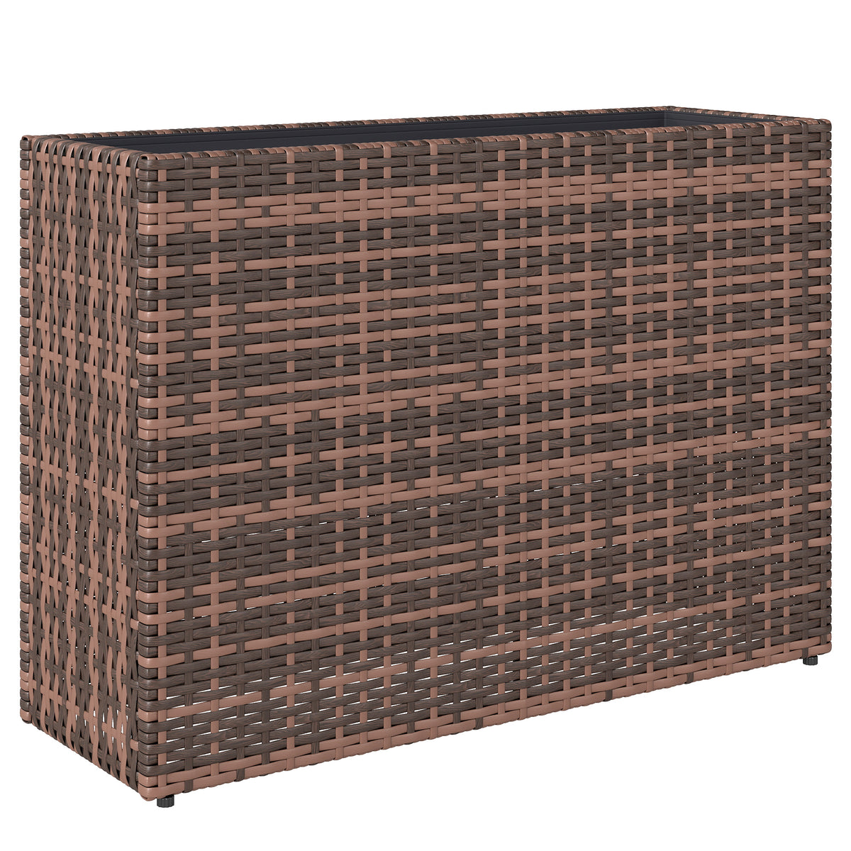 Outsunny Hochbeet mit verstellbaren Füßen, Rattan Blumenkasten mit herausnehmbarem Einsatz für Terrasse und