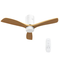 Ceiling fan with LED light, 6 speeds, remote control, light brown