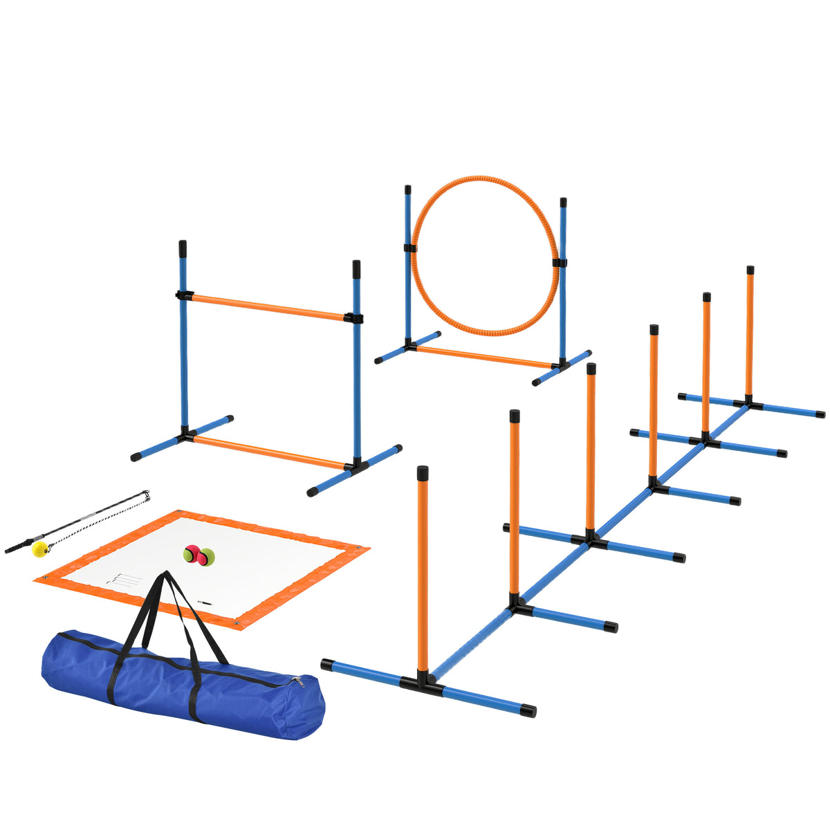 PawHut Agility Set Hunde 7-teilig Agility-Ausrüstung für Hundetraining Steckhürdenset für Spiele Training