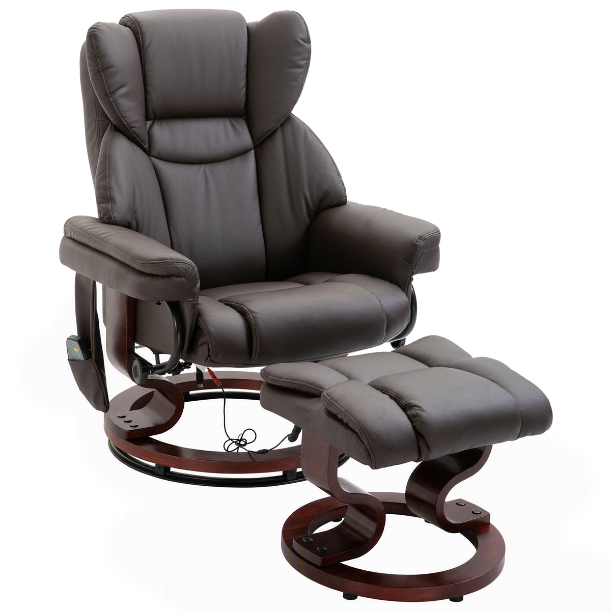 Recliner chair with footstool, 360° swivel TV chair with massage, reclining function, massage chair with side