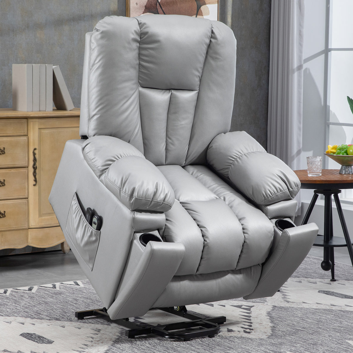 HOMCOM Massagesessel Relaxsessel Seniorensessel, Fernbedienung, Seitentaschen, 94 cm x 96 cm x 106 cm – Produktabbildung 2