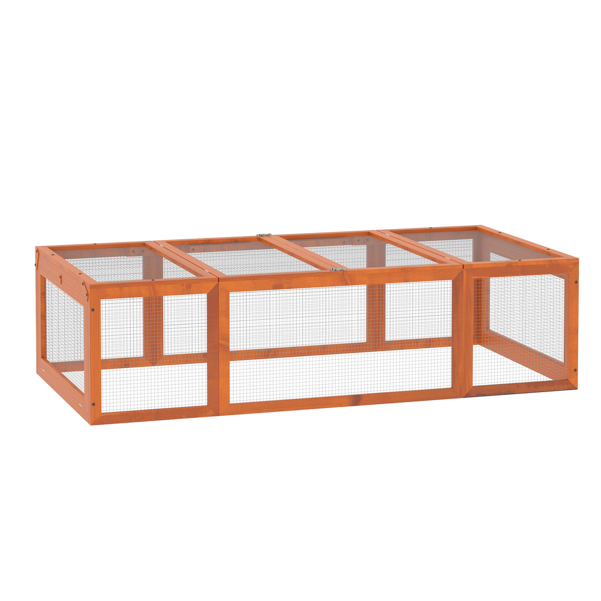 PawHut Freilaufgehege für Kleintiere Aufklappbares Dach Tannenholz Orange