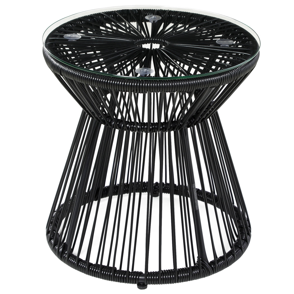Boho-style garden table, weather-resistant, PE rattan, 40 cm x 40 cm x 42 cm, black