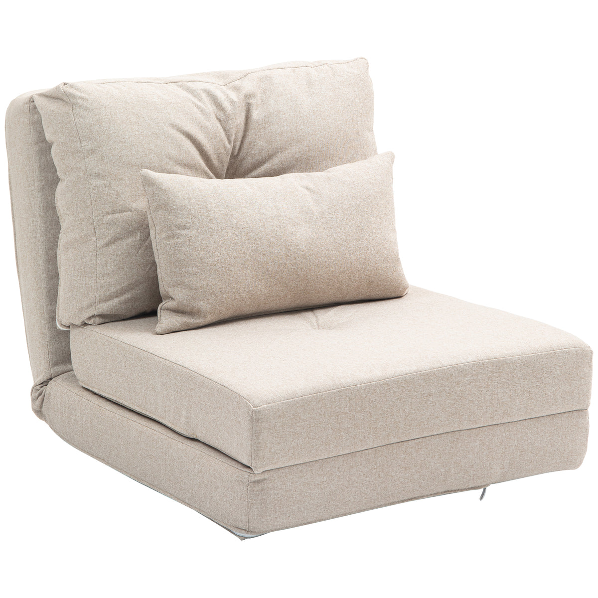 HOMCOM Bodensessel Klappmatratze Schlafmatte, 2-in-1-Design, abnehmbares Kissen, 60 x 80 x 56 cm, Beige
