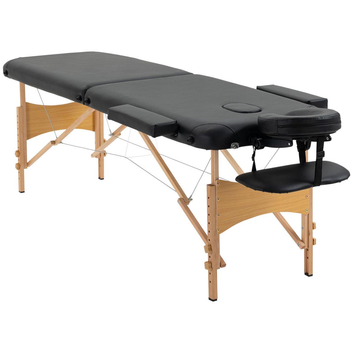 HOMCOM Massagetisch, klappbare Massageliege, höhenverstellbare Massagebank für Spa, Salon, Kunstleder, Holz