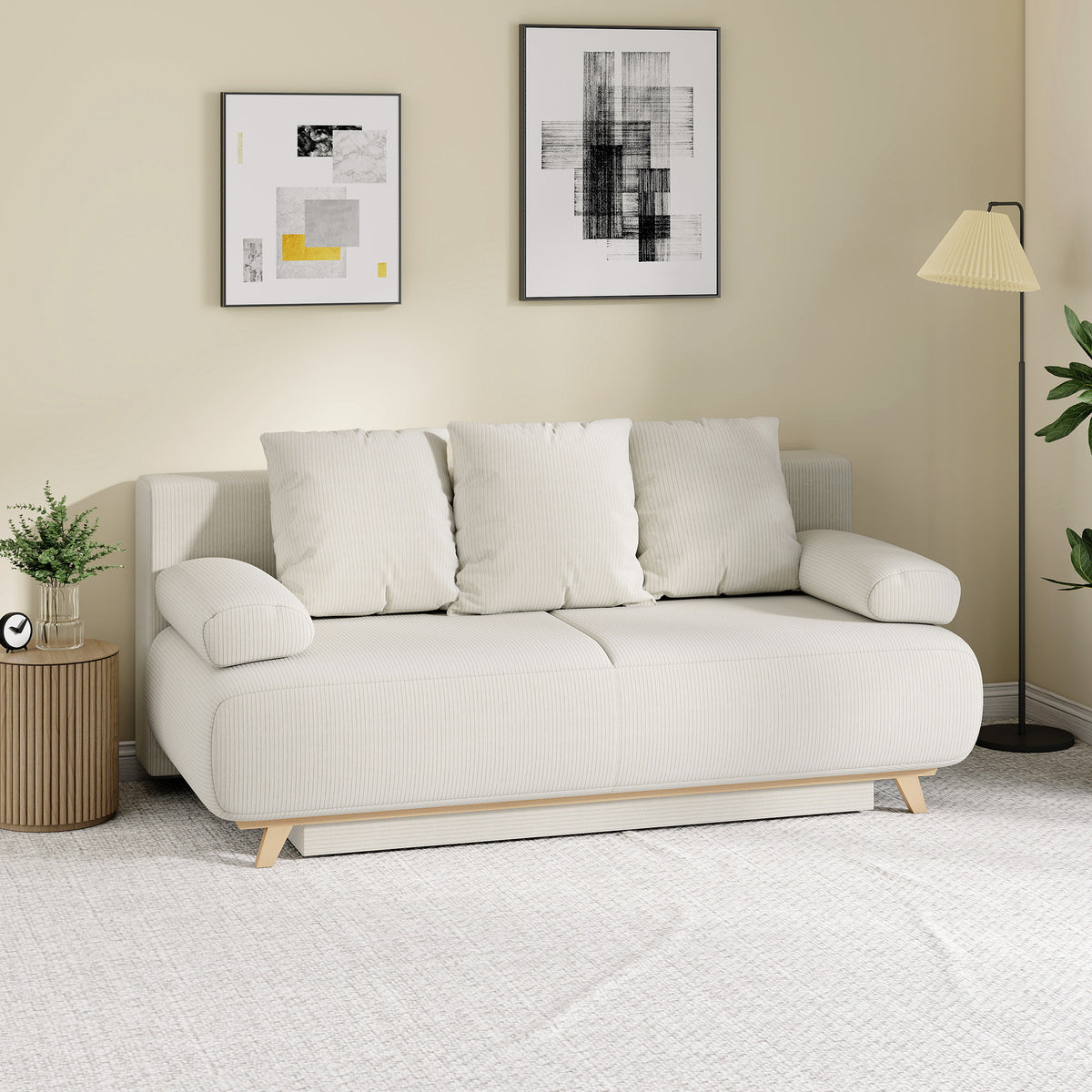 HOMCOM Schlafsofa mit verstellbarer Rückenlehne, Bettfunktion, verstecktem Stauraum und Cordbezug – Produktabbildung 10