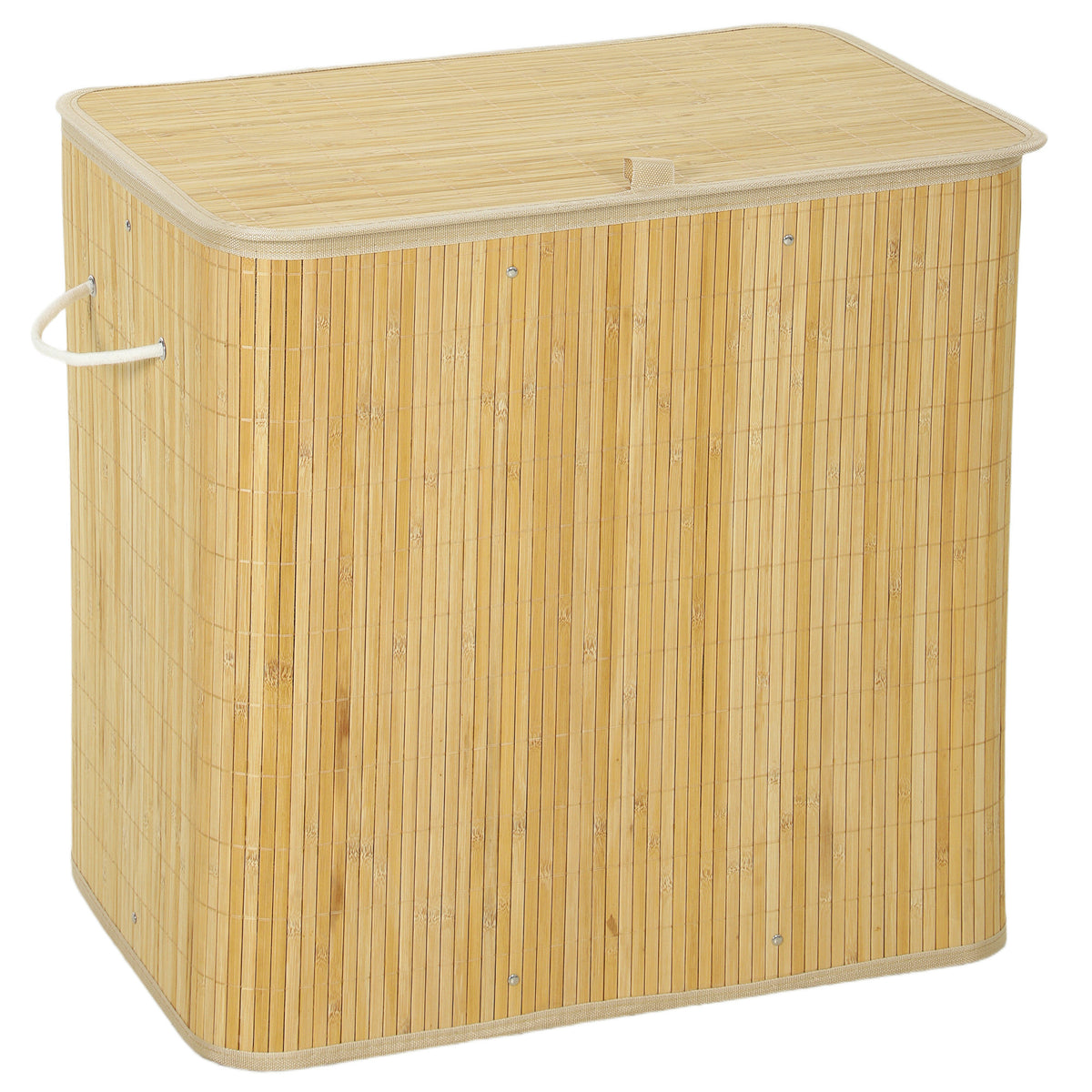 HOMCOM Pfandflaschen Sammelbehälter mit Deckel 150L, Bambus Pfandflaschen Organizer mit Zwei Tasche für Küche