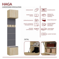 Garderobe Kleiderpaneel HAGA 1W EICHE SONOMA – Produktabbildung 8