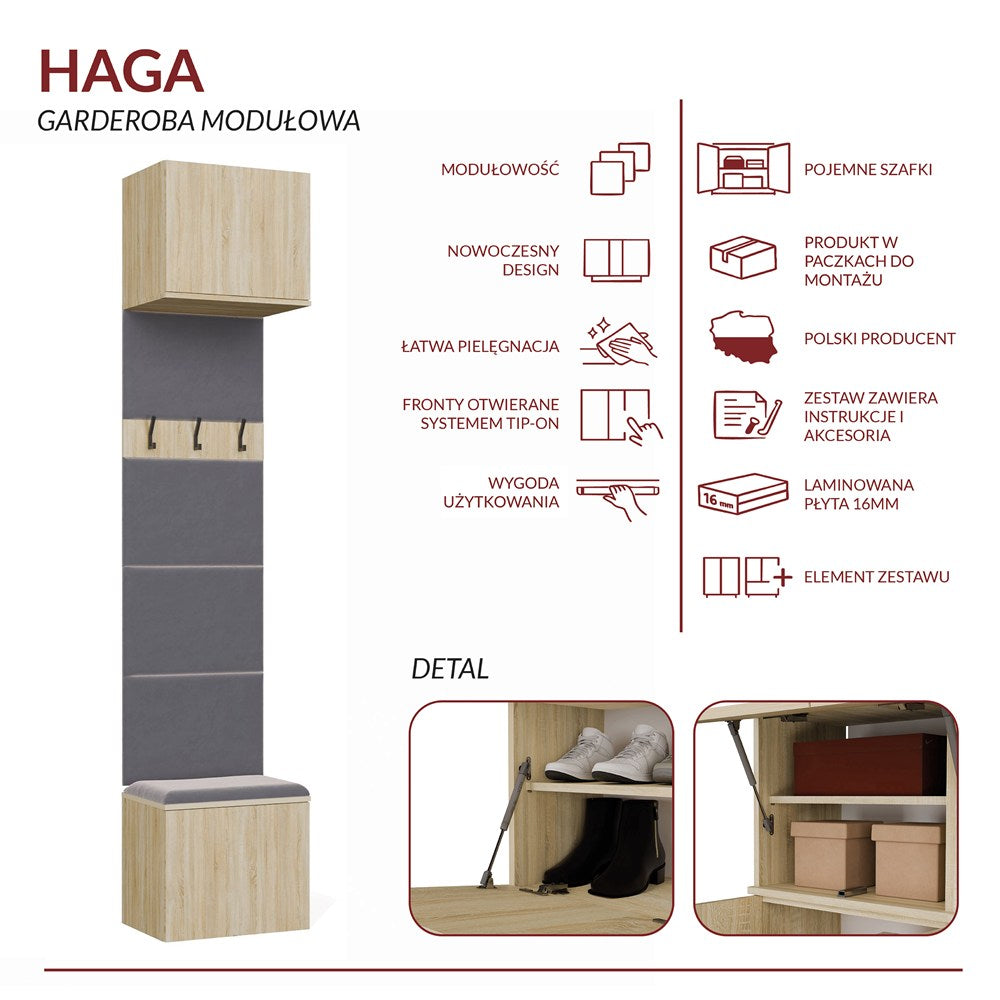 Garderobe Kleiderpaneel HAGA 1W EICHE SONOMA – Produktabbildung 8