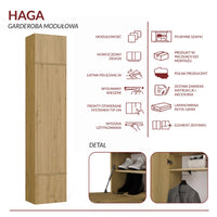 Garderobe Schrank HAGA 1SZ EICHE ARTISAN – Produktabbildung 8